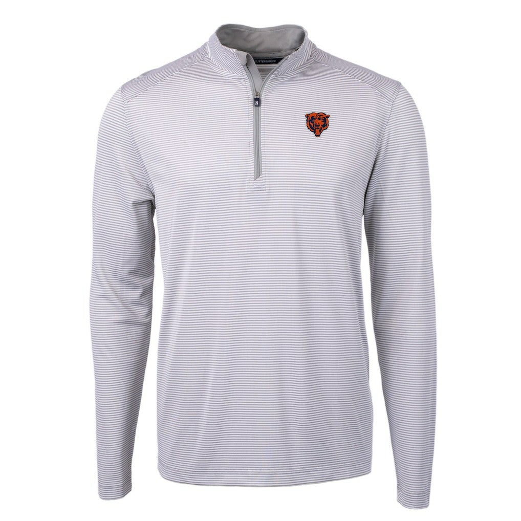 Chicago Bears Cutter & Buck Big & Tall Virtue Eco Pique Micro Stripe Tri-Blend Quarter-Zip Jacket - Gray for sale