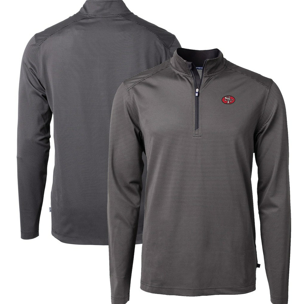 San Francisco 49ers Cutter & Buck Big & Tall Virtue Eco Pique Micro Stripe Tri-Blend Quarter-Zip Jacket - Black cheap