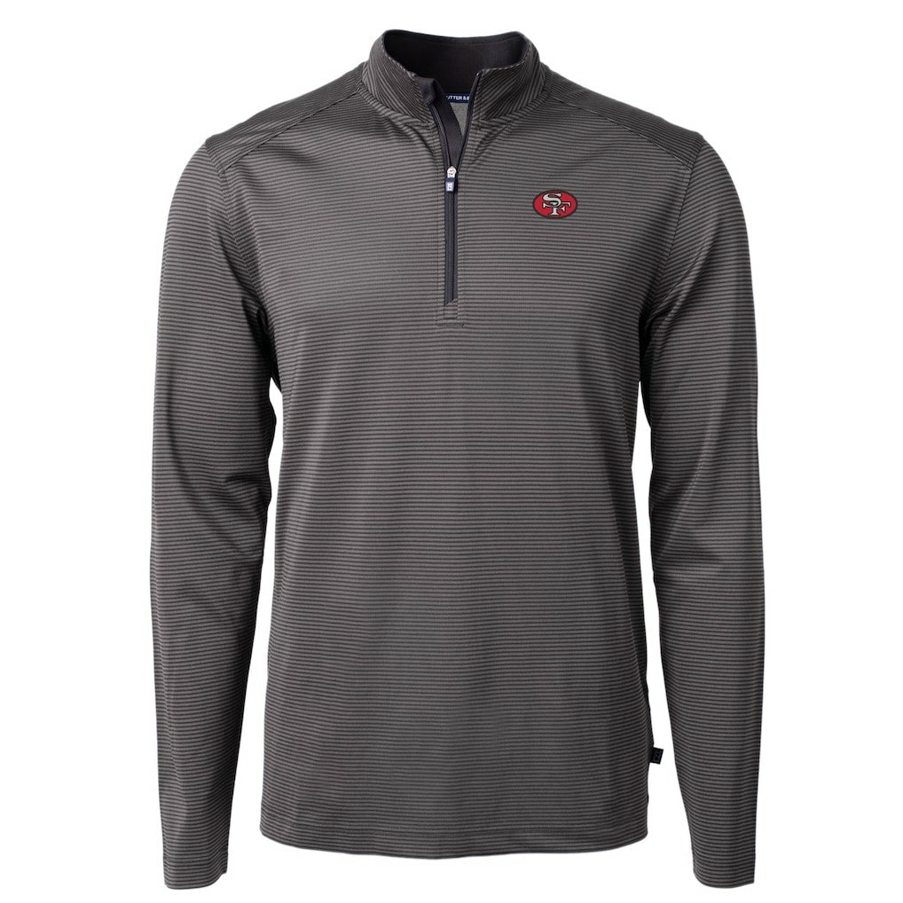 San Francisco 49ers Cutter & Buck Big & Tall Virtue Eco Pique Micro Stripe Tri-Blend Quarter-Zip Jacket - Black cheap