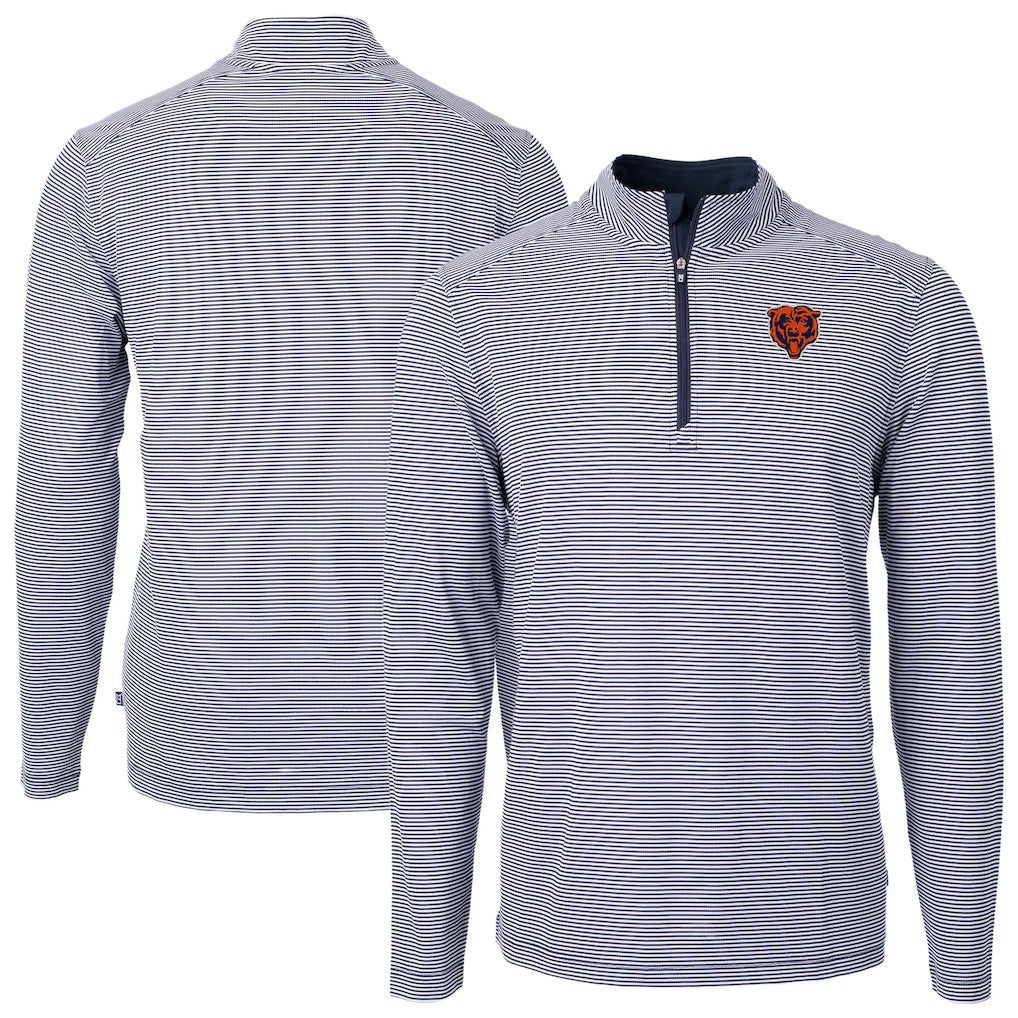 Chicago Bears Cutter & Buck Big & Tall Virtue Eco Pique Micro Stripe Tri-Blend Quarter-Zip Jacket - Navy sale