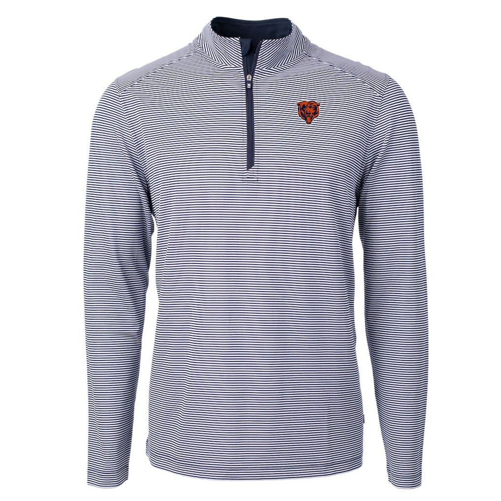 Chicago Bears Cutter & Buck Big & Tall Virtue Eco Pique Micro Stripe Tri-Blend Quarter-Zip Jacket - Navy sale