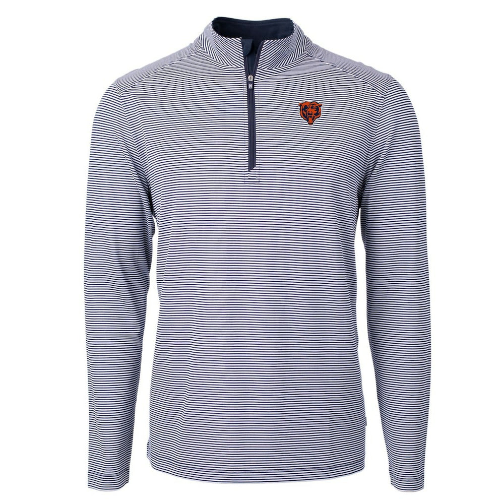 Chicago Bears Cutter & Buck Big & Tall Virtue Eco Pique Micro Stripe Tri-Blend Quarter-Zip Jacket - Navy sale