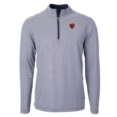Chicago Bears Cutter & Buck Big & Tall Virtue Eco Pique Micro Stripe Tri-Blend Quarter-Zip Jacket - Navy sale