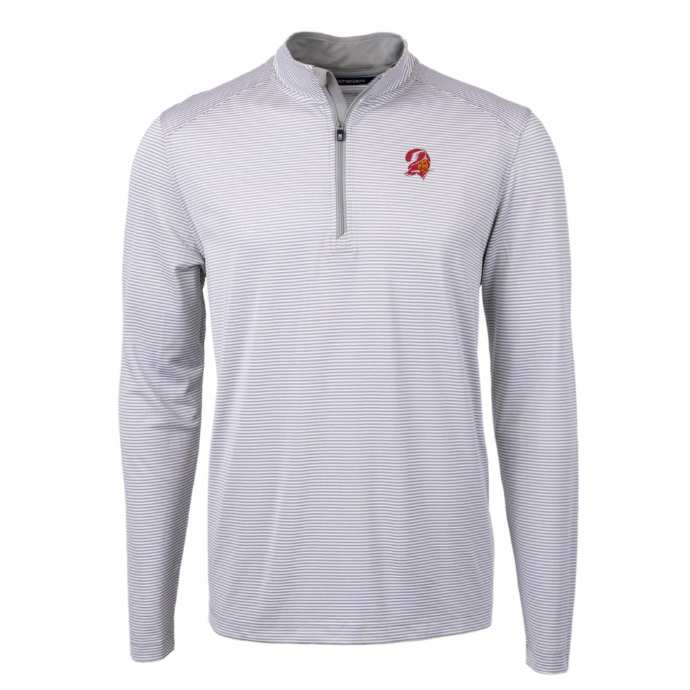 Tampa Bay Buccaneers Cutter & Buck Big & Tall Virtue Eco Pique Micro Stripe Tri-Blend Quarter-Zip Jacket - Gray sale
