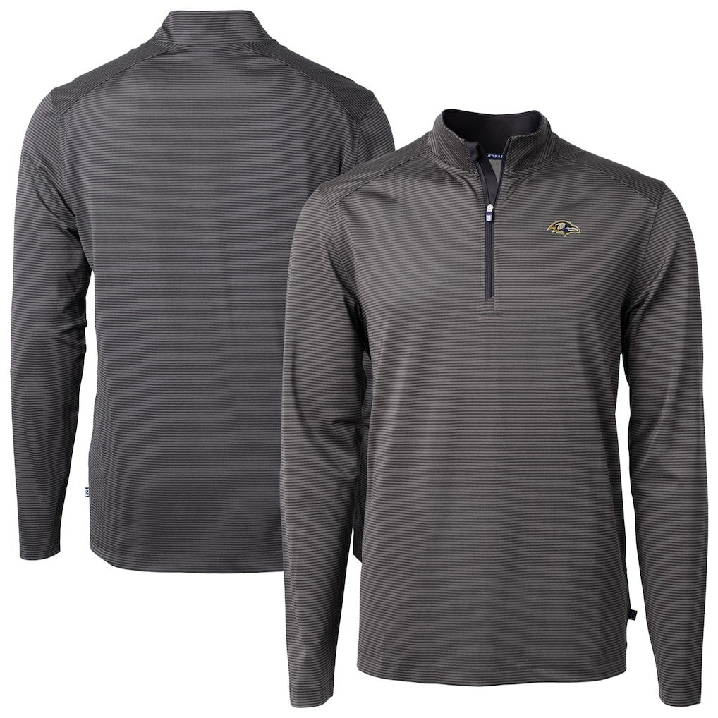 Baltimore Ravens Cutter & Buck Big & Tall Virtue Eco Pique Micro Stripe Tri-Blend Quarter-Zip Jacket - Black cheap
