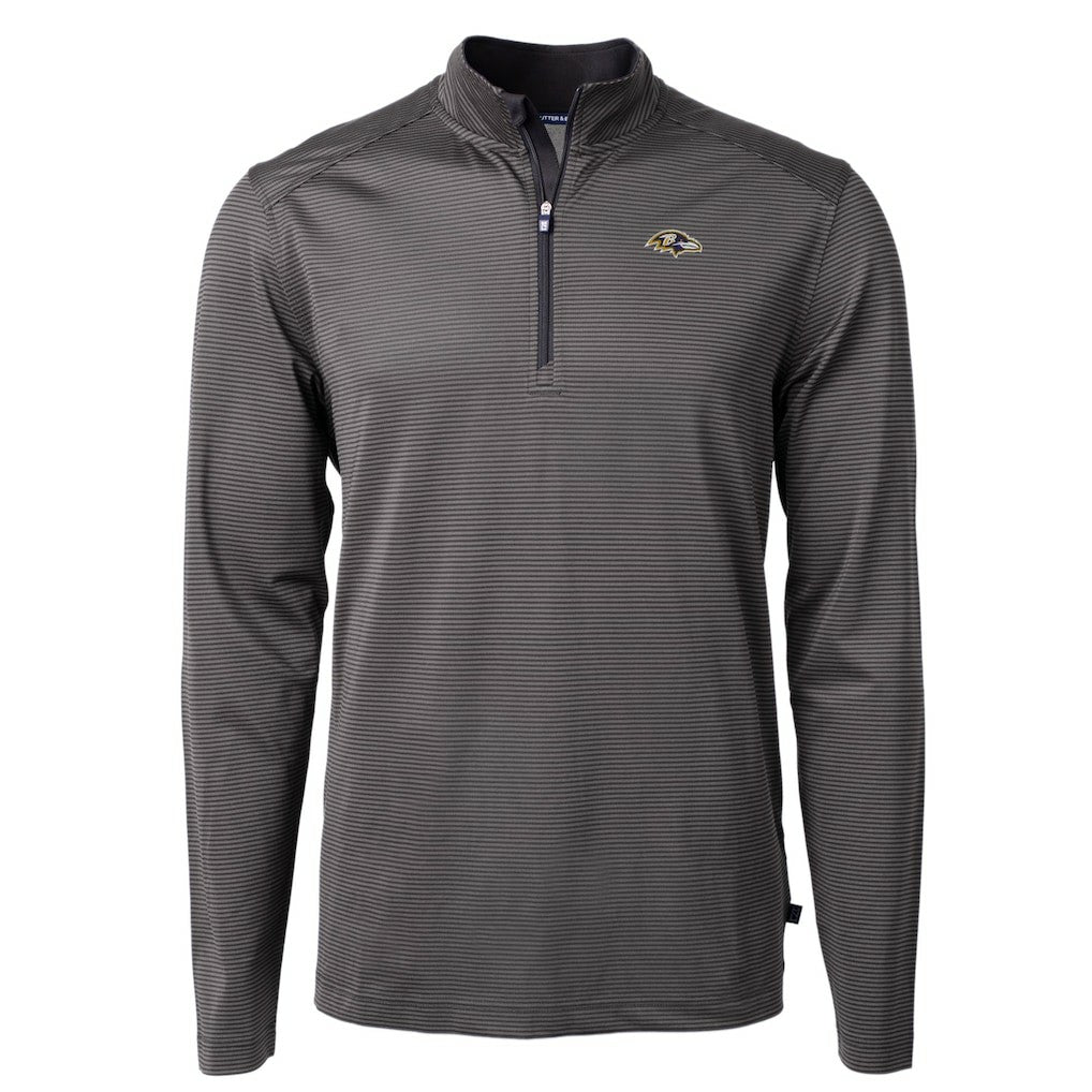 Baltimore Ravens Cutter & Buck Big & Tall Virtue Eco Pique Micro Stripe Tri-Blend Quarter-Zip Jacket - Black cheap