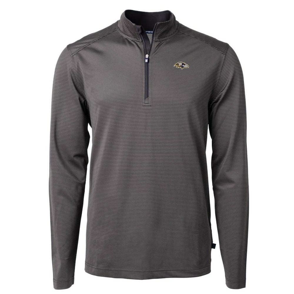 Baltimore Ravens Cutter & Buck Big & Tall Virtue Eco Pique Micro Stripe Tri-Blend Quarter-Zip Jacket - Black cheap