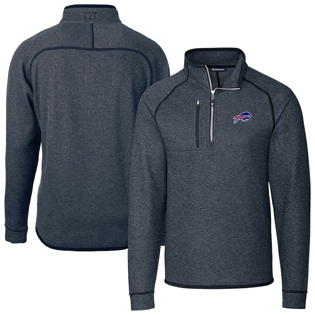 Buffalo Bills Cutter & Buck Big & Tall Mainsail Sweater-Knit Half-Zip Jacket - Heather Navy outlet