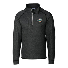 Miami Dolphins Cutter & Buck Big & Tall Mainsail Sweater-Knit Half-Zip Jacket - Heather Charcoal for sale