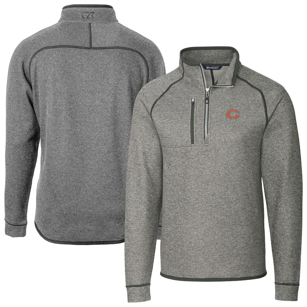 Chicago Bears Cutter & Buck Big & Tall Mainsail Sweater-Knit Half-Zip Jacket - Heather Gray on sale