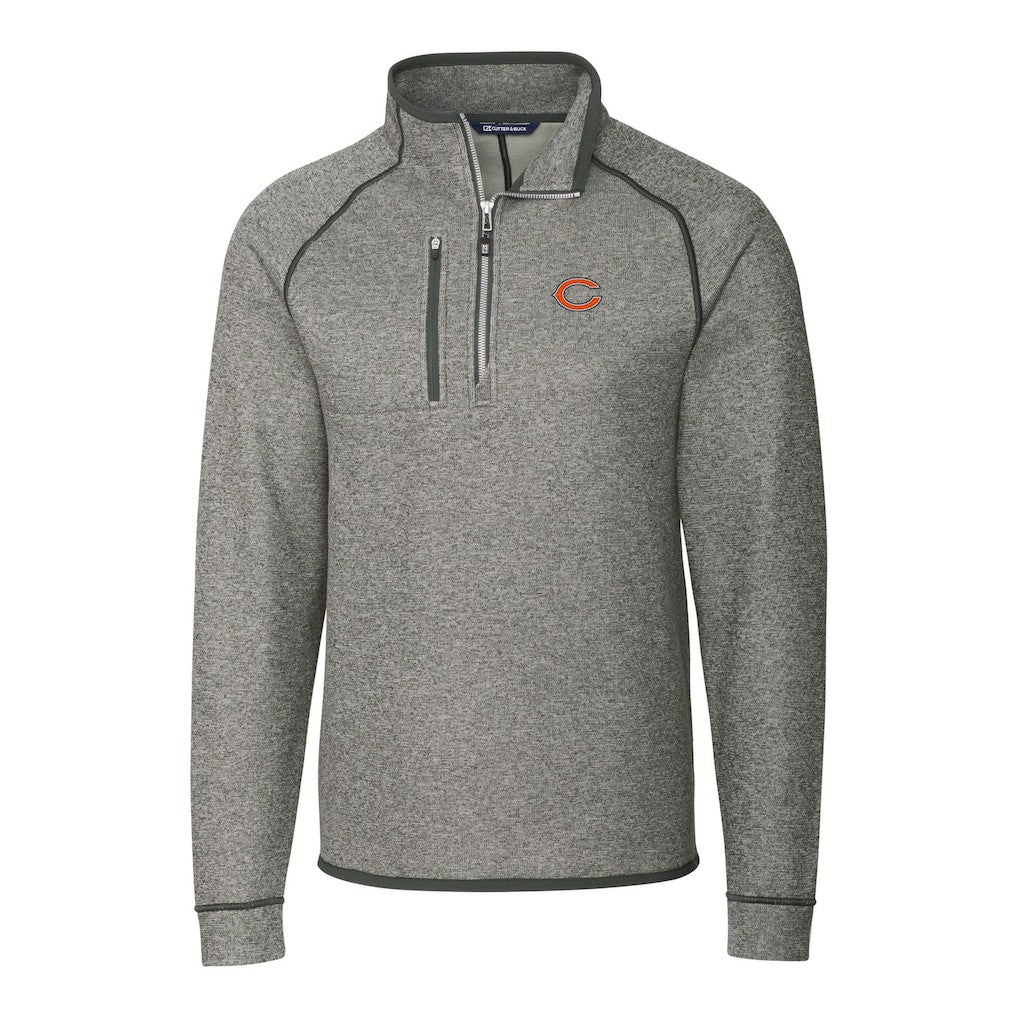 Chicago Bears Cutter & Buck Big & Tall Mainsail Sweater-Knit Half-Zip Jacket - Heather Gray on sale