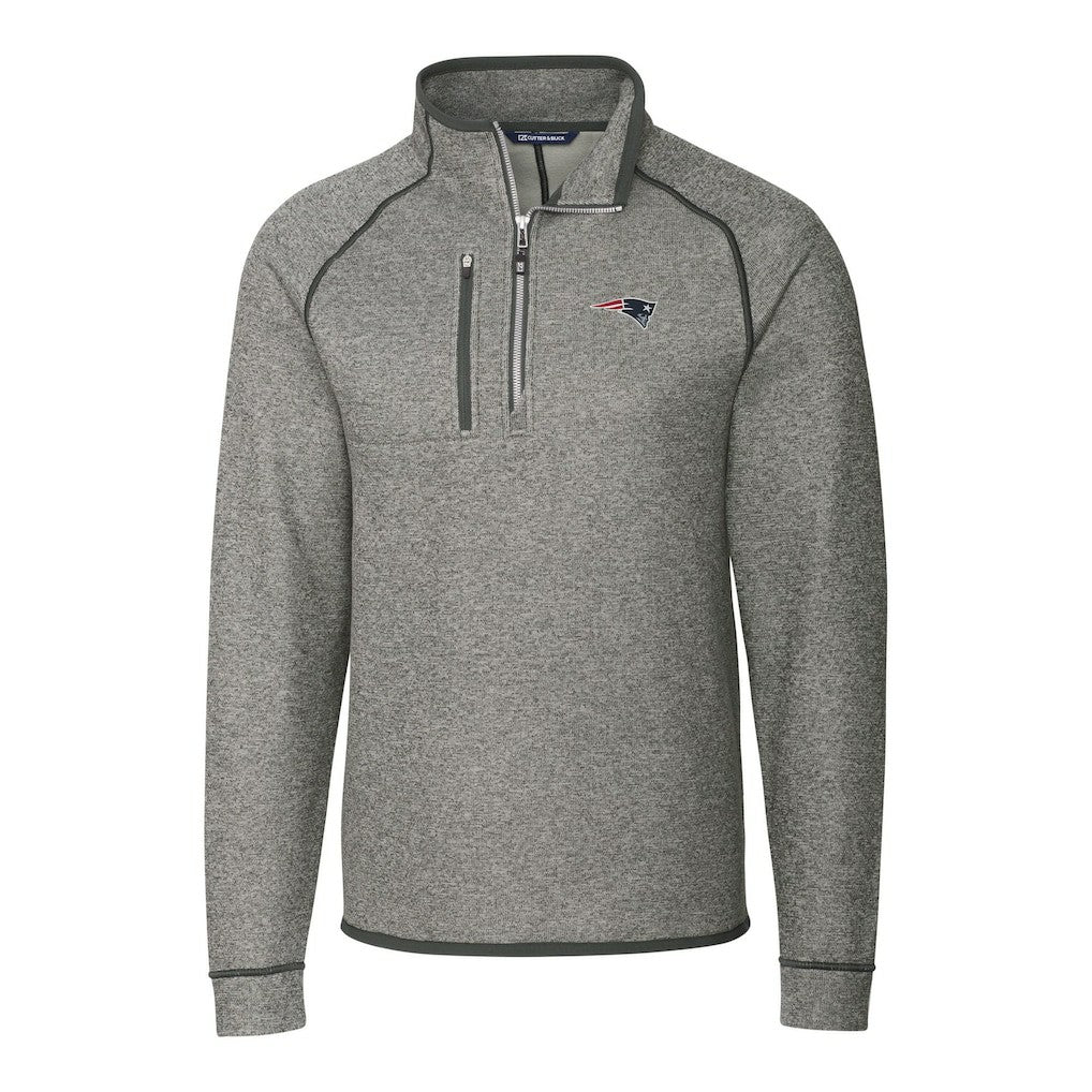 New England Patriots Cutter & Buck Big & Tall Mainsail Sweater-Knit Half-Zip Jacket - Heather Gray online