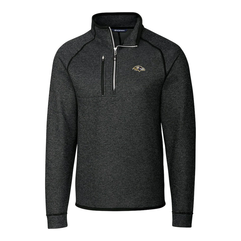 Baltimore Ravens Cutter & Buck Big & Tall Mainsail Sweater-Knit Half-Zip Jacket - Heather Charcoal on sale