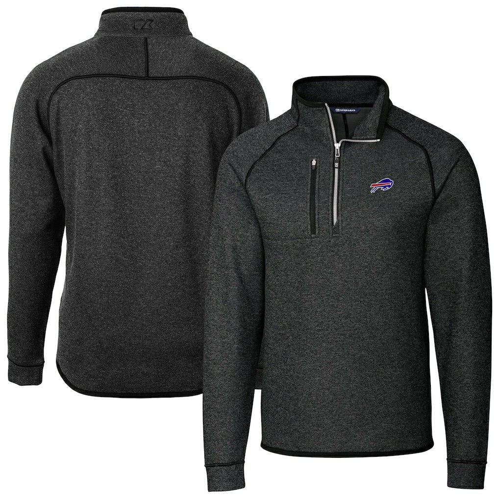 Buffalo Bills Cutter & Buck Big & Tall Mainsail Sweater-Knit Half-Zip Jacket - Heather Charcoal sale