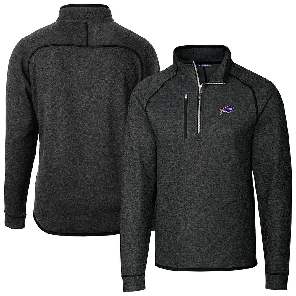 Buffalo Bills Cutter & Buck Big & Tall Mainsail Sweater-Knit Half-Zip Jacket - Heather Charcoal sale