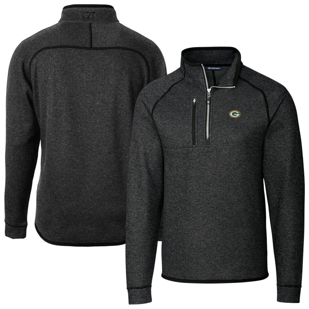 Green Bay Packers Cutter & Buck Big & Tall Mainsail Sweater-Knit Half-Zip Jacket - Heather Charcoal cheap