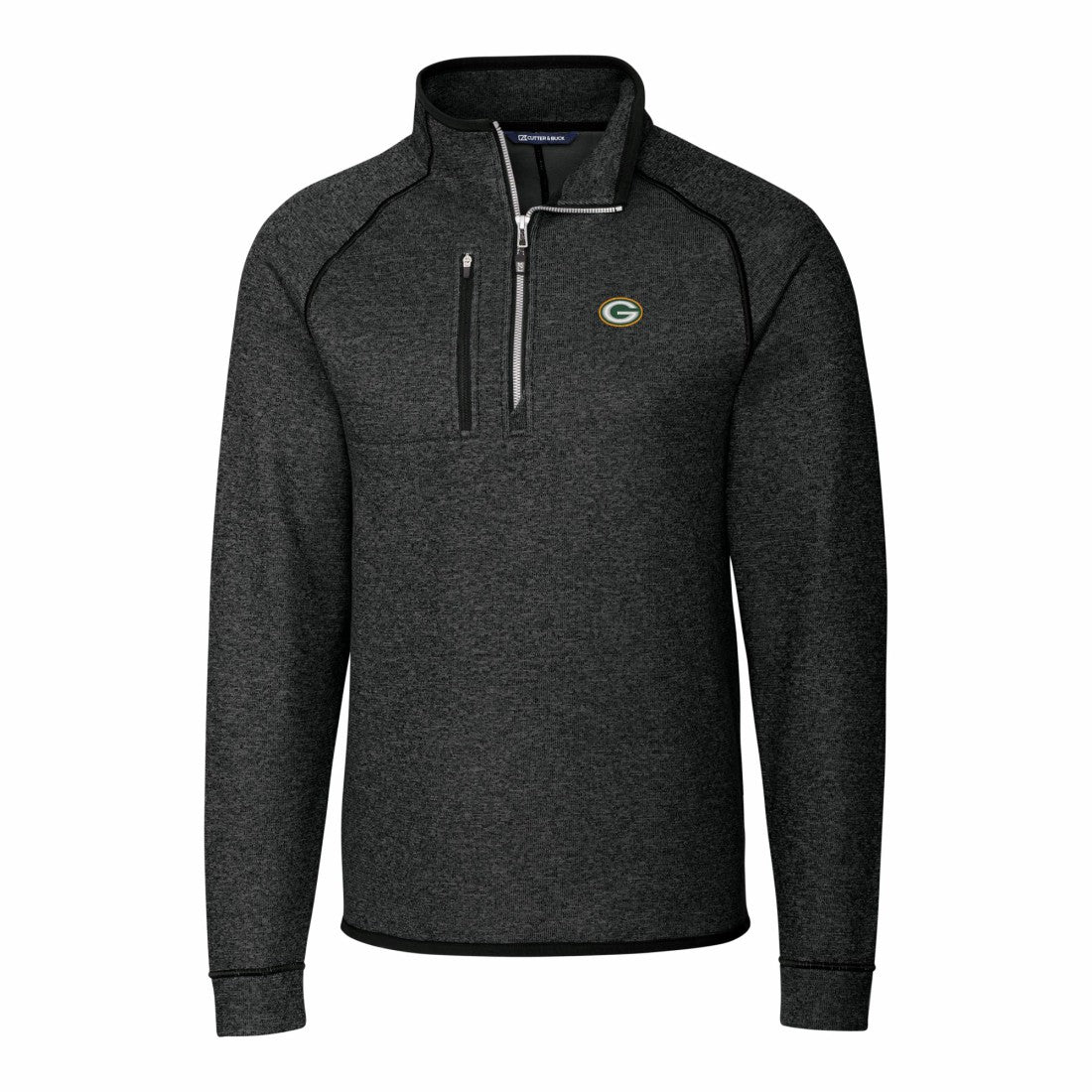 Green Bay Packers Cutter & Buck Big & Tall Mainsail Sweater-Knit Half-Zip Jacket - Heather Charcoal cheap