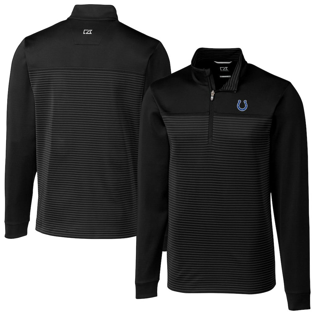 Indianapolis Colts Cutter & Buck Traverse Eco Stripe Tri-Blend DryTec Quarter-Zip Jacket - Black outlet