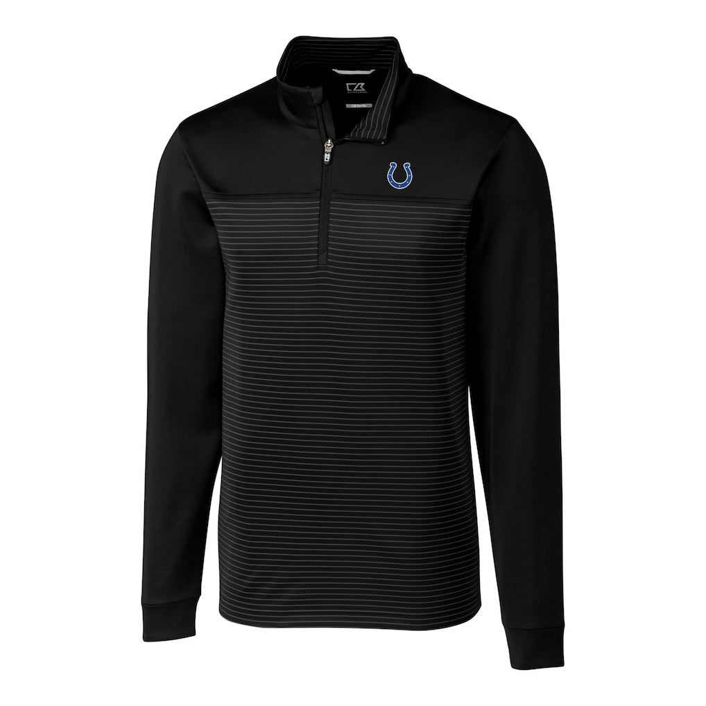 Indianapolis Colts Cutter & Buck Traverse Eco Stripe Tri-Blend DryTec Quarter-Zip Jacket - Black outlet