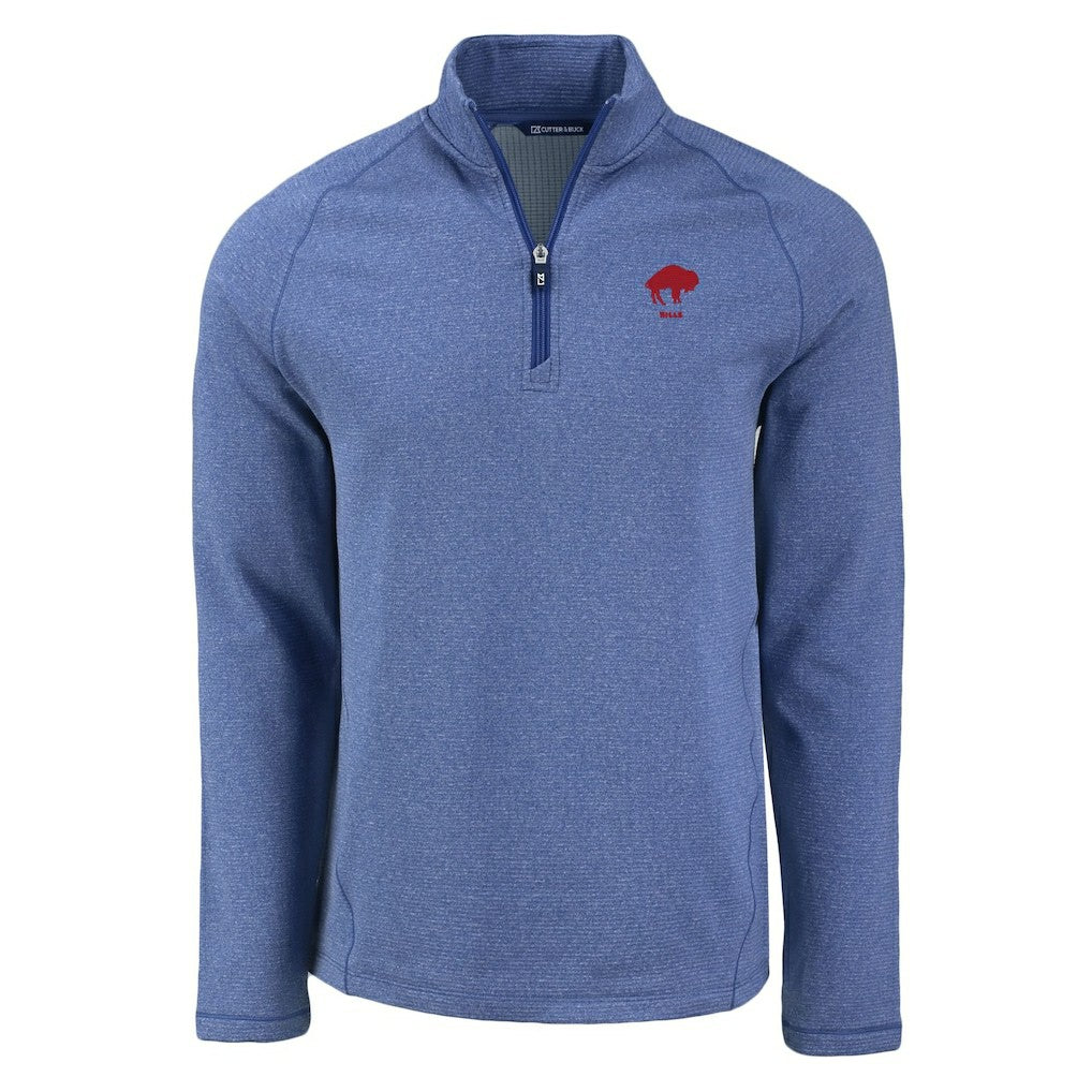 Buffalo Bills Cutter & Buck Peshastin Eco Fleece Tri-Blend Raglan Recycled Quarter-Zip Jacket - Heather Royal for sale