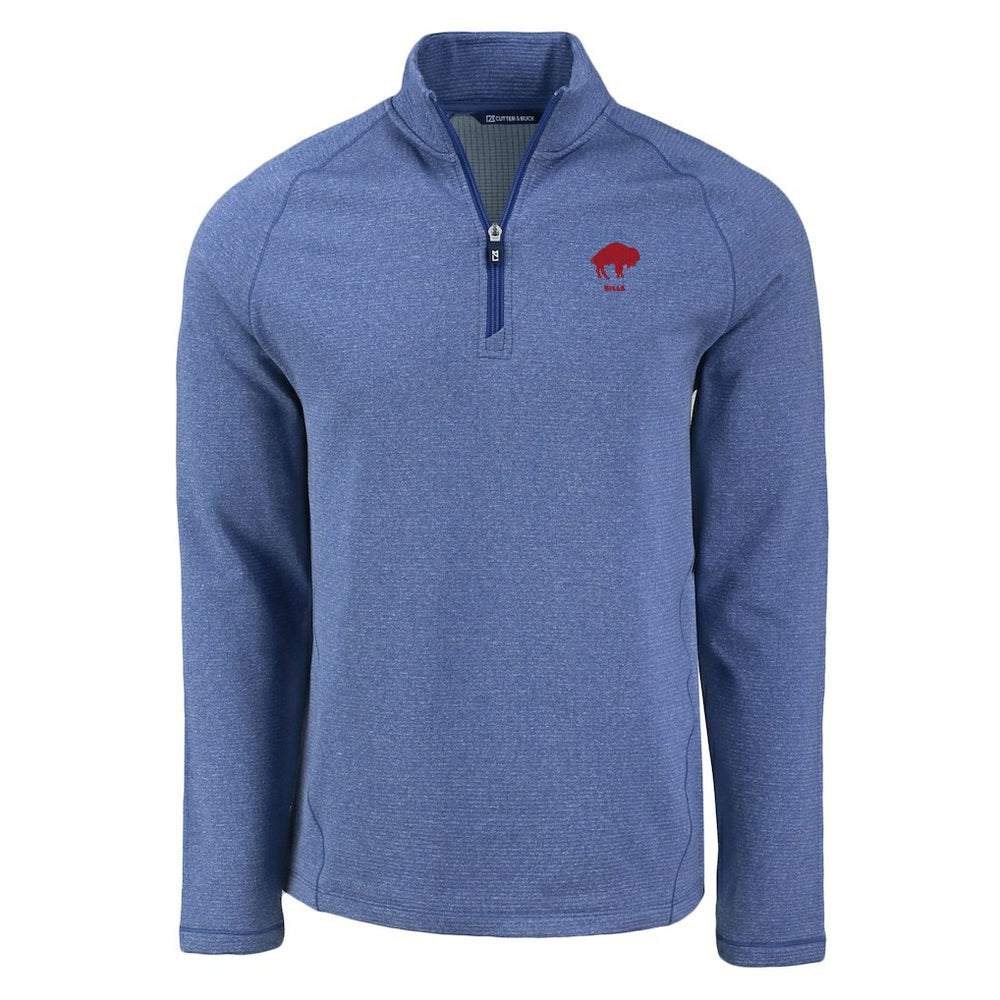 Buffalo Bills Cutter & Buck Peshastin Eco Fleece Tri-Blend Raglan Recycled Quarter-Zip Jacket - Heather Royal for sale