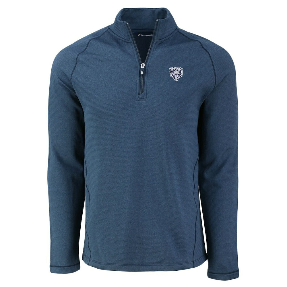 Chicago Bears Cutter & Buck Peshastin Eco Fleece Tri-Blend Raglan Recycled Quarter-Zip Jacket - Heather Navy on sale