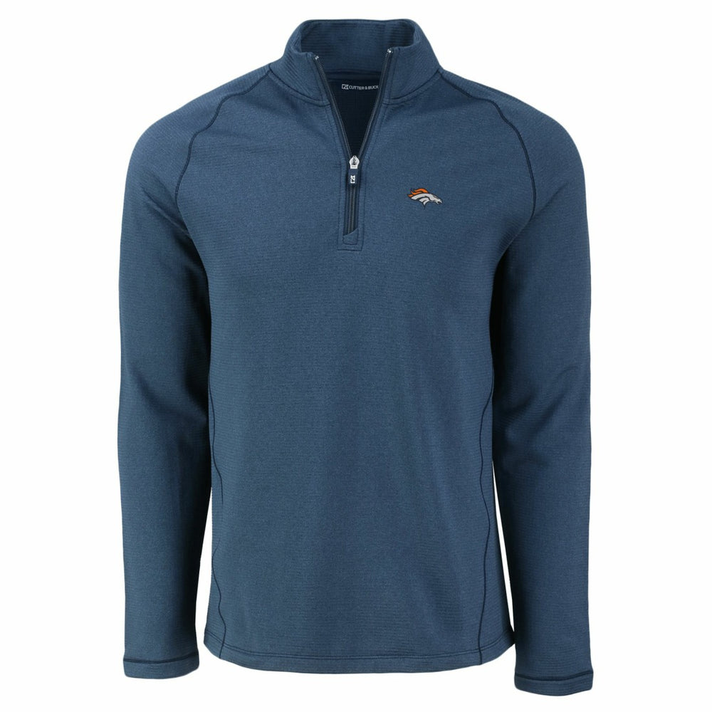Denver Broncos Cutter & Buck Peshastin Eco Fleece Tri-Blend Raglan Recycled Quarter-Zip Jacket - Heather Navy cheap