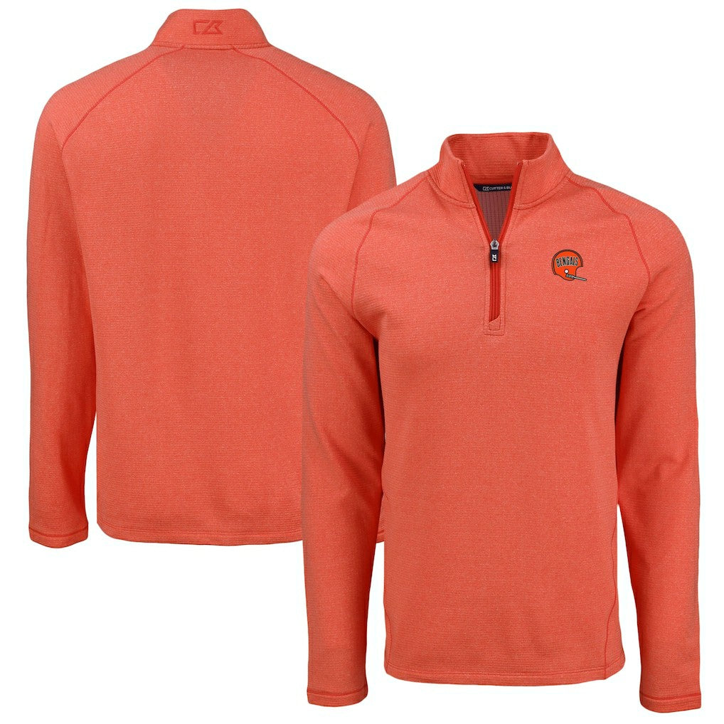 Cincinnati Bengals Cutter & Buck Peshastin Eco Fleece Tri-Blend Raglan Recycled Quarter-Zip Jacket - Heather Orange discount