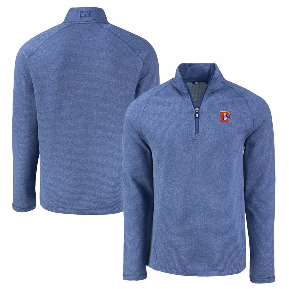 Denver Broncos Cutter & Buck Peshastin Eco Fleece Tri-Blend Raglan Recycled Quarter-Zip Jacket - Heather Royal cheap