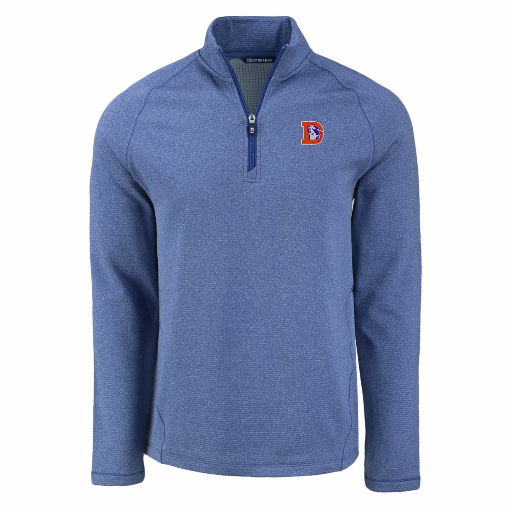 Denver Broncos Cutter & Buck Peshastin Eco Fleece Tri-Blend Raglan Recycled Quarter-Zip Jacket - Heather Royal cheap