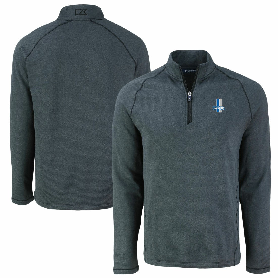 Detroit Lions Cutter & Buck Peshastin Eco Fleece Tri-Blend Raglan Recycled Quarter-Zip Jacket - Heather Black cheap