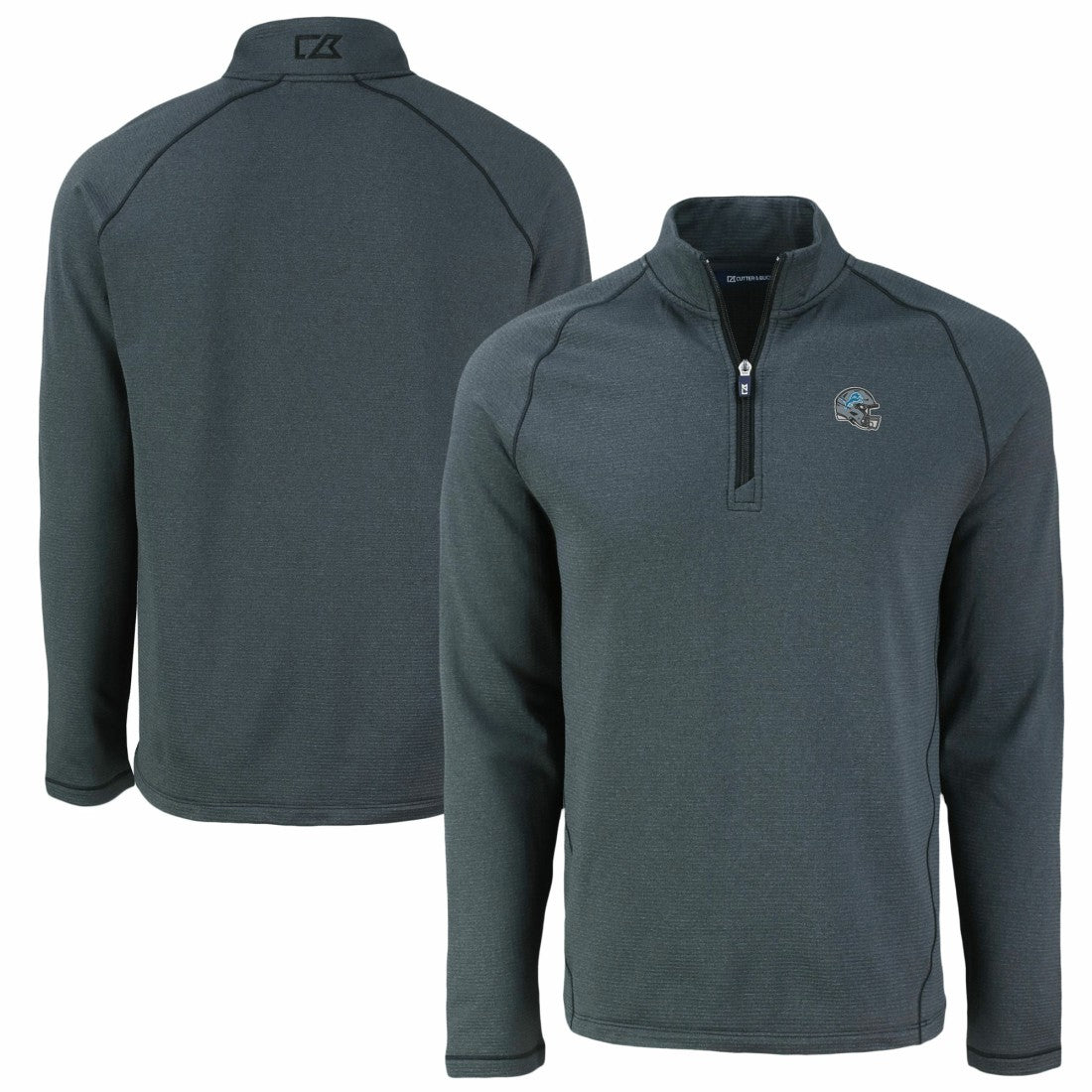 Detroit Lions Cutter & Buck Peshastin Eco Fleece Tri-Blend Raglan Recycled Quarter-Zip Jacket - Heather Black discount
