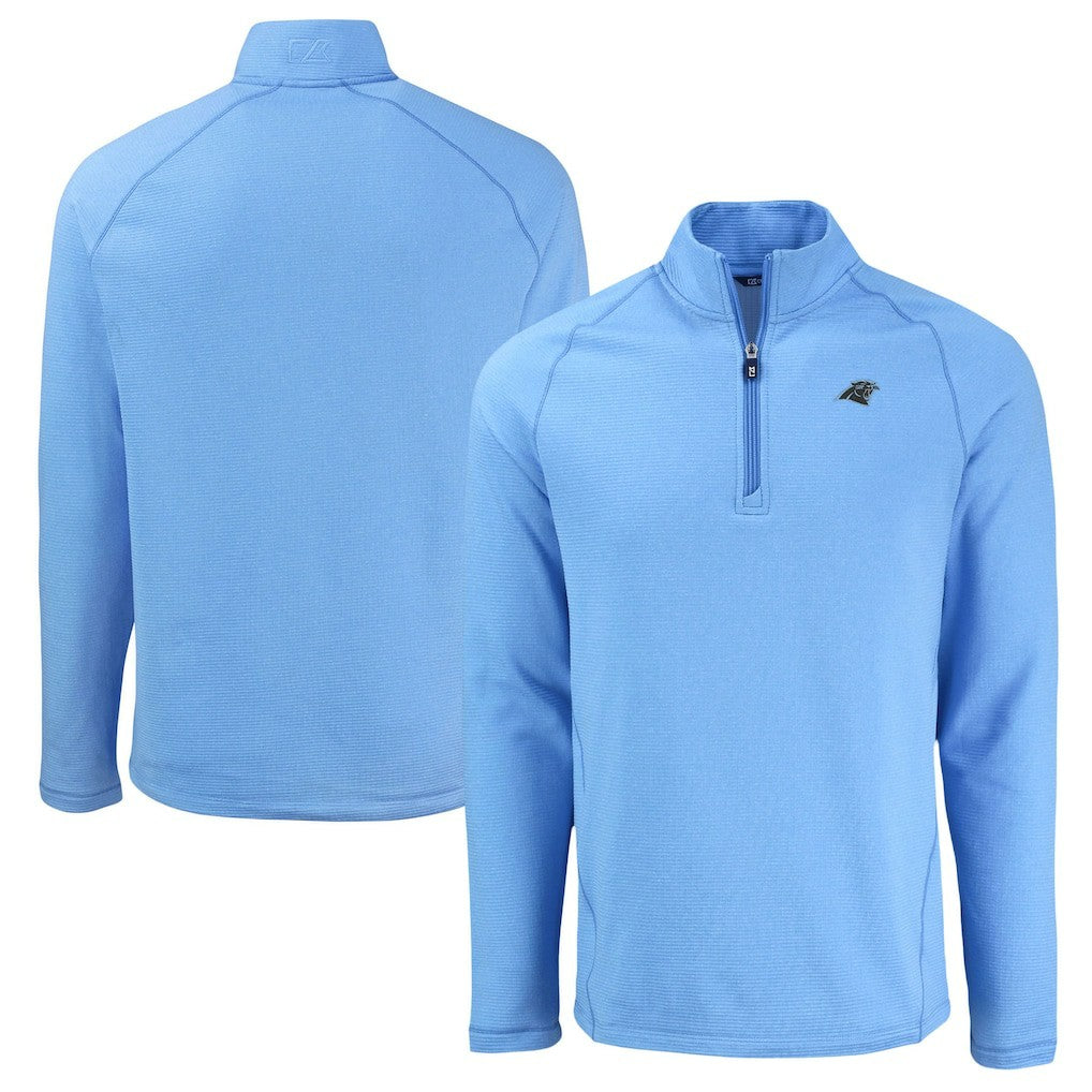 Carolina Panthers Cutter & Buck Peshastin Eco Fleece Tri-Blend Raglan Recycled Quarter-Zip Jacket - Heather Blue discount