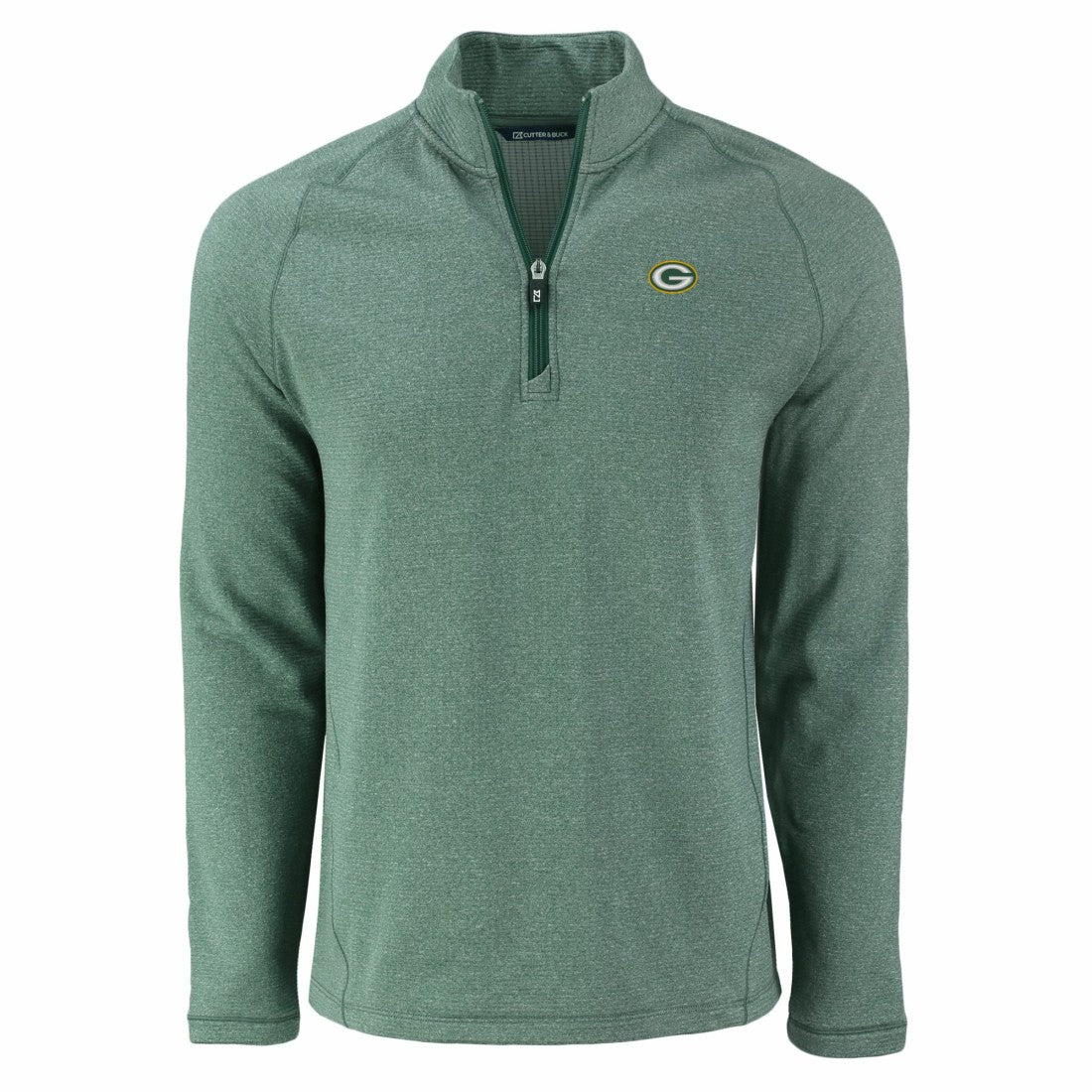 Green Bay Packers Cutter & Buck Peshastin Eco Fleece Tri-Blend Raglan Recycled Quarter-Zip Jacket - Heather Green sale