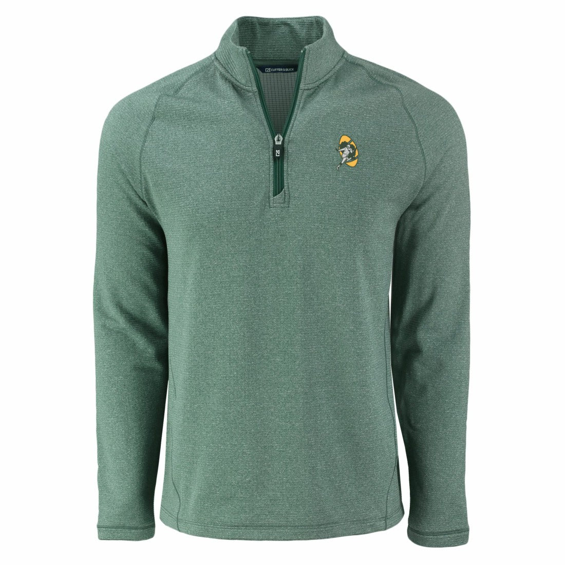 Green Bay Packers Cutter & Buck Peshastin Eco Fleece Tri-Blend Raglan Recycled Quarter-Zip Jacket - Heather Green discount