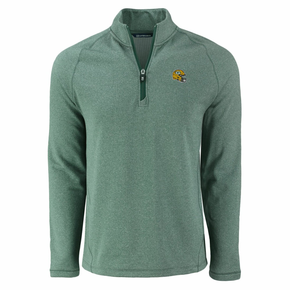 Green Bay Packers Cutter & Buck Peshastin Eco Fleece Tri-Blend Raglan Recycled Quarter-Zip Jacket - Heather Green cheap