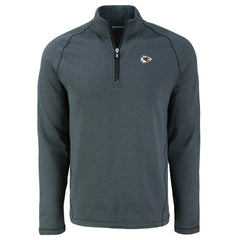Kansas City Chiefs Cutter & Buck Peshastin Eco Fleece Tri-Blend Raglan Recycled Quarter-Zip Jacket - Heather Black cheap