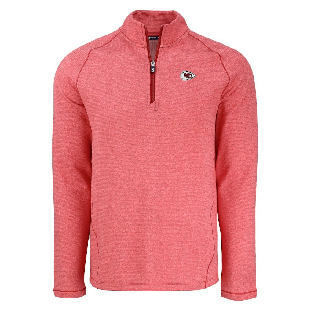 Kansas City Chiefs Cutter & Buck Peshastin Eco Fleece Tri-Blend Raglan Recycled Quarter-Zip Jacket - Heather Red outlet