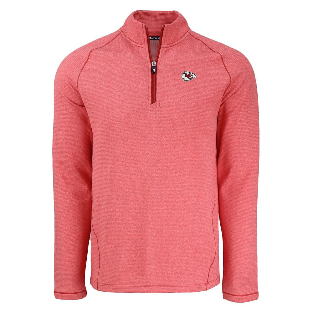 Kansas City Chiefs Cutter & Buck Peshastin Eco Fleece Tri-Blend Raglan Recycled Quarter-Zip Jacket - Heather Red outlet
