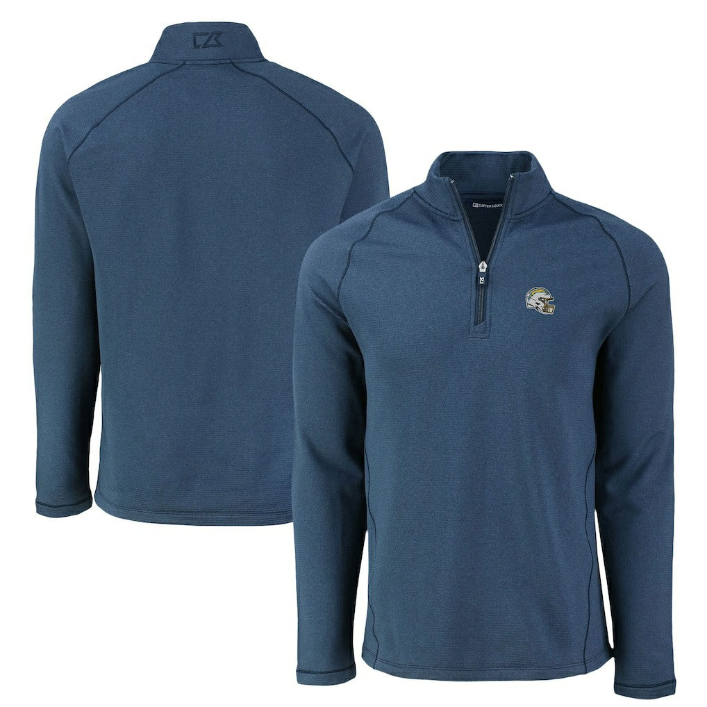 Los Angeles Chargers Cutter & Buck Peshastin Eco Fleece Tri-Blend Raglan Recycled Quarter-Zip Jacket - Heather Navy cheap
