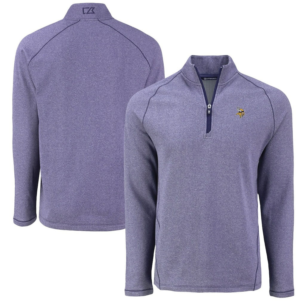 Minnesota Vikings Cutter & Buck Peshastin Eco Fleece Tri-Blend Raglan Recycled Quarter-Zip Jacket - Heather Purple on sale