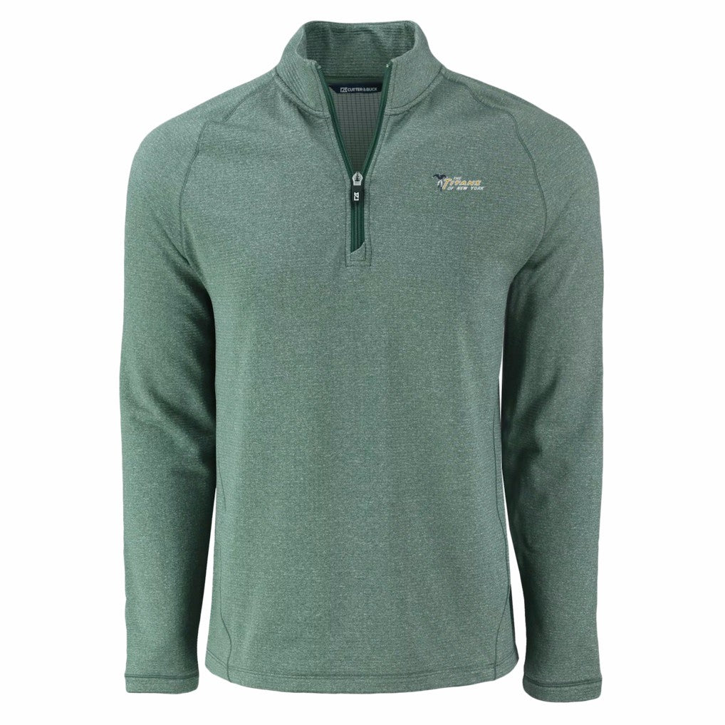 New York Jets Cutter & Buck Peshastin Eco Fleece Recycled Half-Zip Top - Heather Green online