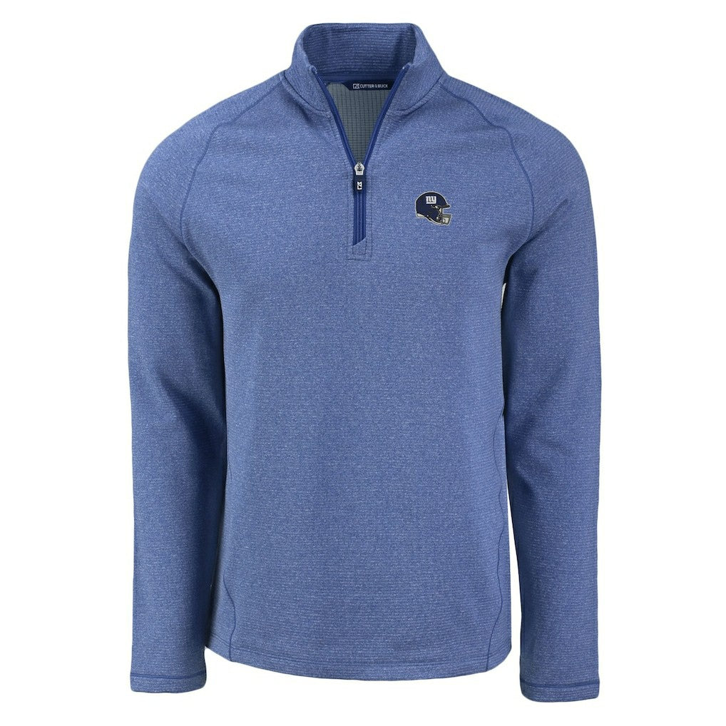 New York Giants Cutter & Buck Peshastin Eco Fleece Tri-Blend Raglan Recycled Quarter-Zip Jacket - Heather Royal sale