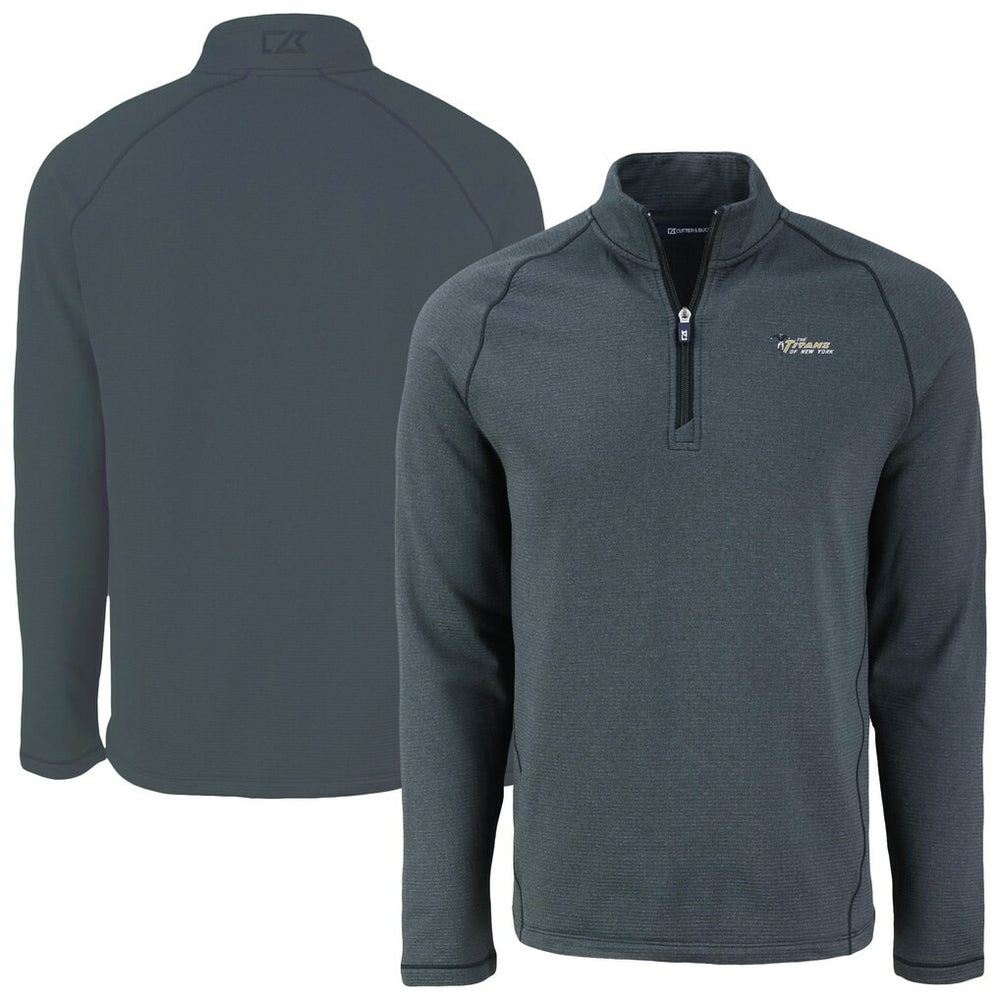 New York Jets Cutter & Buck Peshastin Eco Fleece Recycled Half-Zip Top - Heather Black for sale
