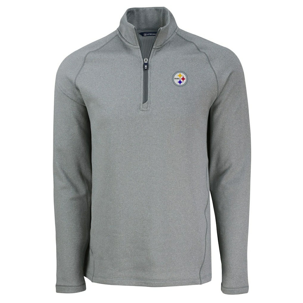 Pittsburgh Steelers Cutter & Buck Peshastin Eco Fleece Tri-Blend Raglan Recycled Quarter-Zip Jacket - Heather Gray cheap
