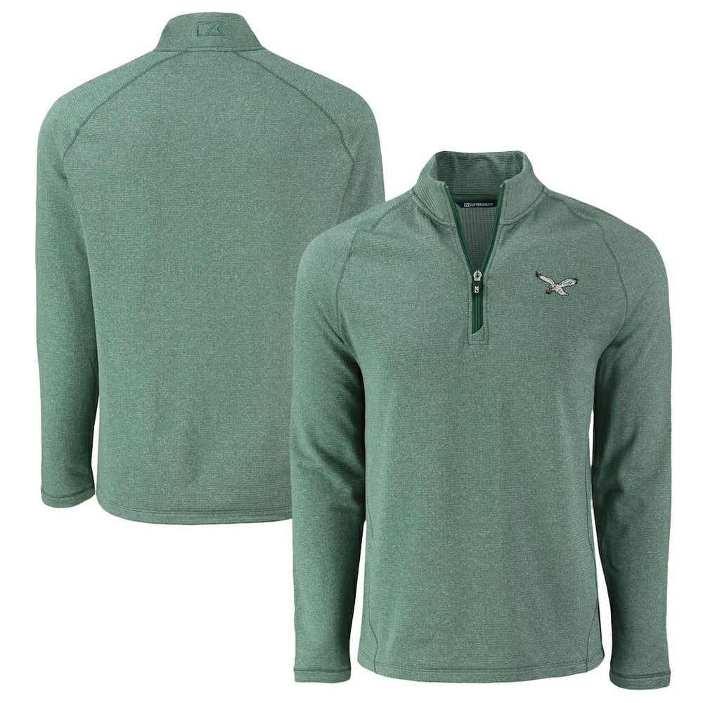 Philadelphia Eagles Cutter & Buck Peshastin Eco Fleece Tri-Blend Raglan Recycled Quarter-Zip Jacket - Heather Kelly Green outlet