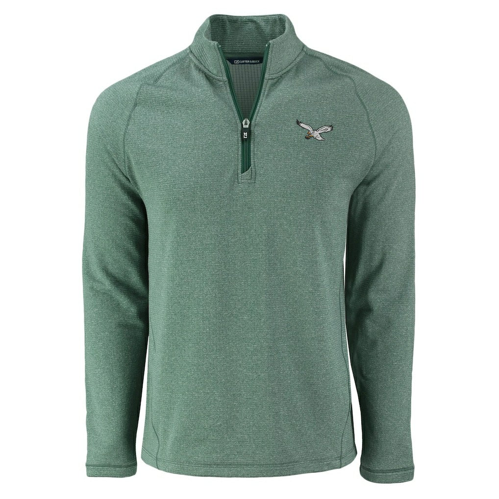 Philadelphia Eagles Cutter & Buck Peshastin Eco Fleece Tri-Blend Raglan Recycled Quarter-Zip Jacket - Heather Kelly Green outlet