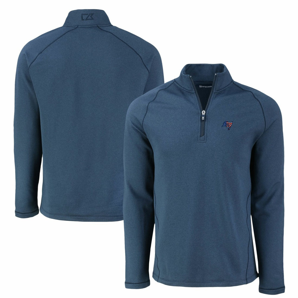 Tampa Bay Buccaneers Cutter & Buck Peshastin Eco Fleece Tri-Blend Raglan Recycled Quarter-Zip Jacket - Heather Navy outlet