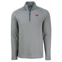 Washington Commanders Cutter & Buck Peshastin Eco Fleece Tri-Blend Raglan Recycled Quarter-Zip Jacket - Heather Gray online
