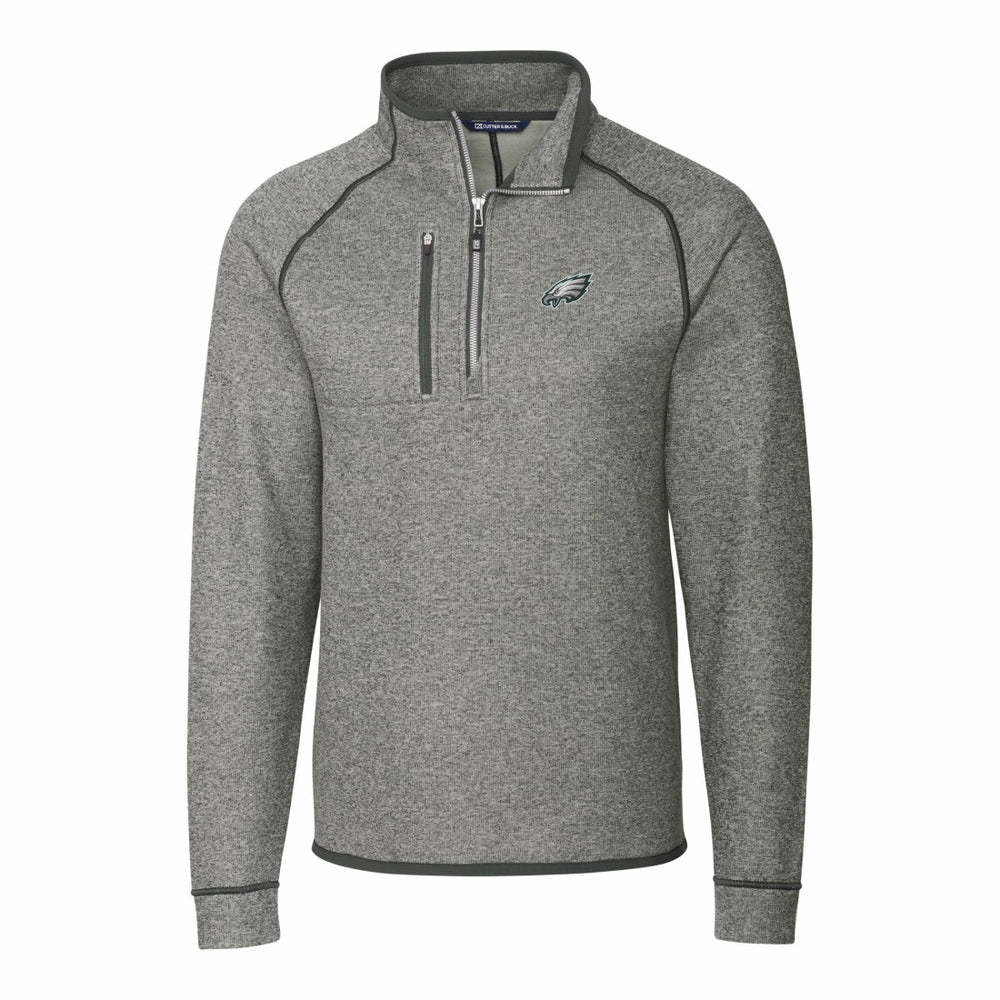 Philadelphia Eagles Cutter & Buck Big & Tall Mainsail Sweater-Knit Raglan Half-Zip Jacket - Heather Gray outlet